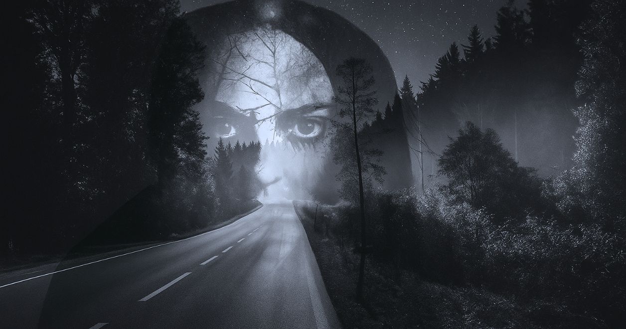 Nocna zjawa przy drodze