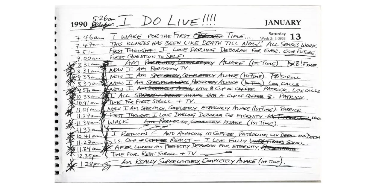 Fragment dziennika, w którym Clive Wearing zapisywał swoje doznania