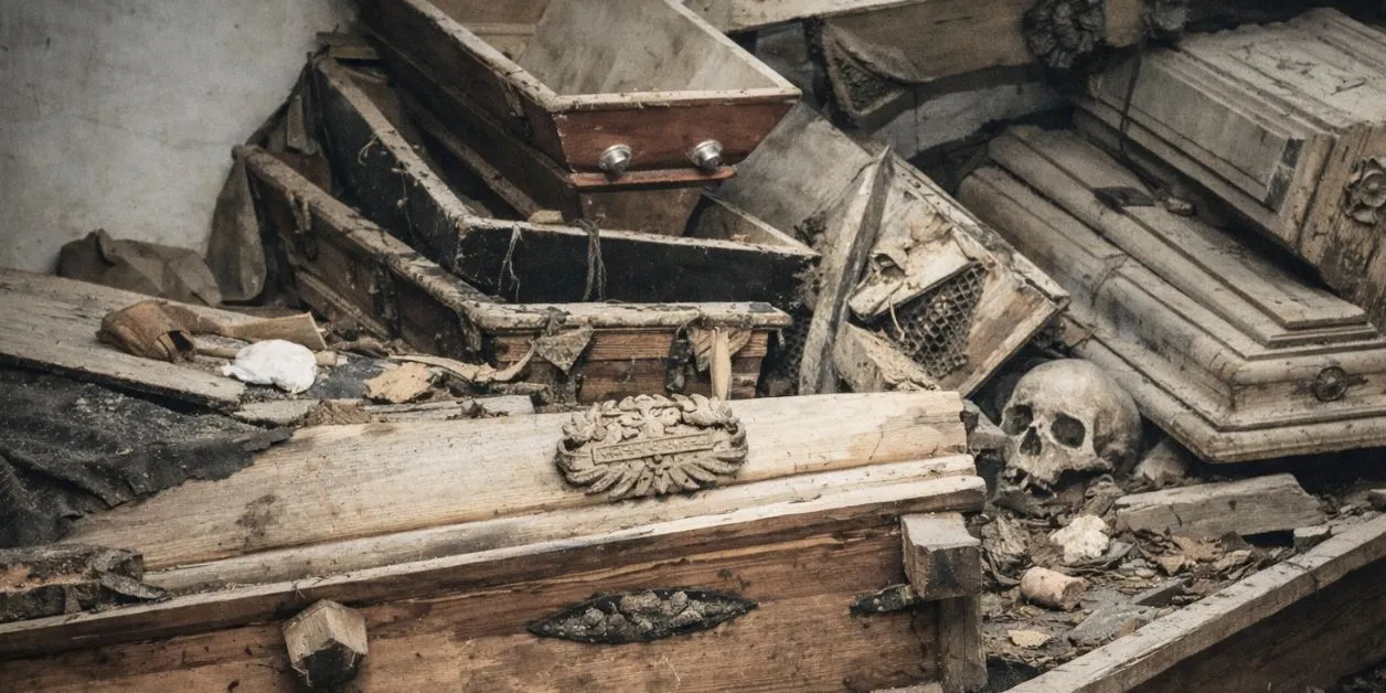 Opuszczona krypta - Otwarte trumny