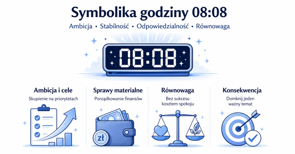 Symbolika godziny 08:08 – ambicja, sprawy materialne, równowaga i konsekwencja