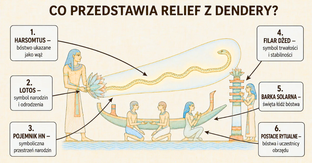 Co przedstawia relief z Dendery