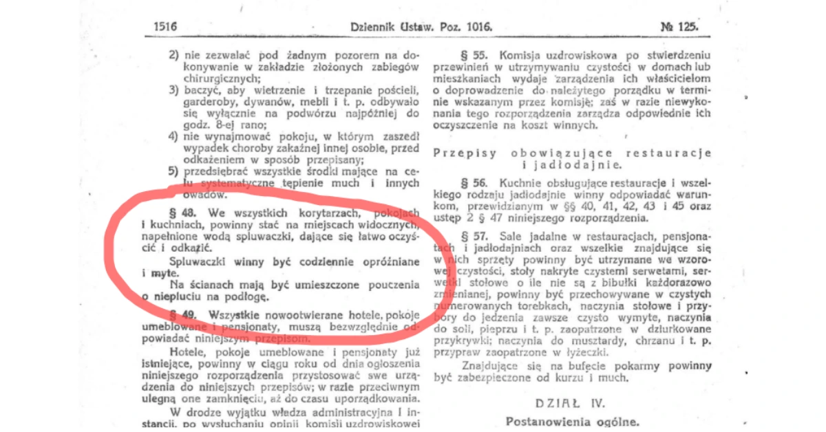 Ustawa o spluwaczkach - Dziennik Ustaw RP - 1923 rok