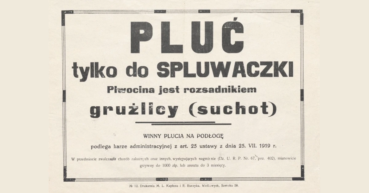 Zakaz plucia na podłogę - Plakat/ulotka, fot. Biblioteka Narodowa