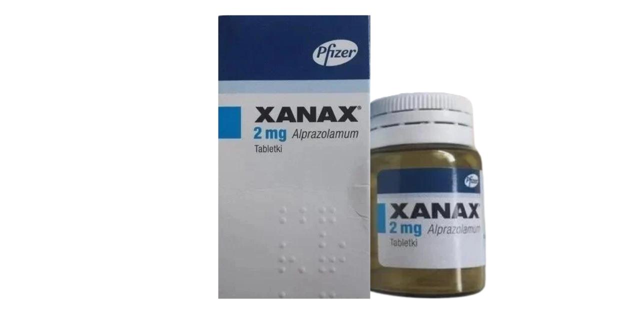 Xanax 2mg - Opakowanie i pojemnik z tabletkami