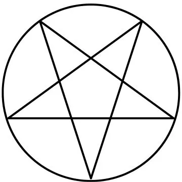 Odwrócony pentagram z okręgiem (odwrócony pentakl)