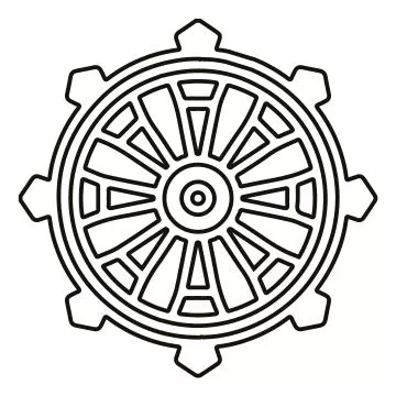 Pentagram Tybetański (koło Dharmy)