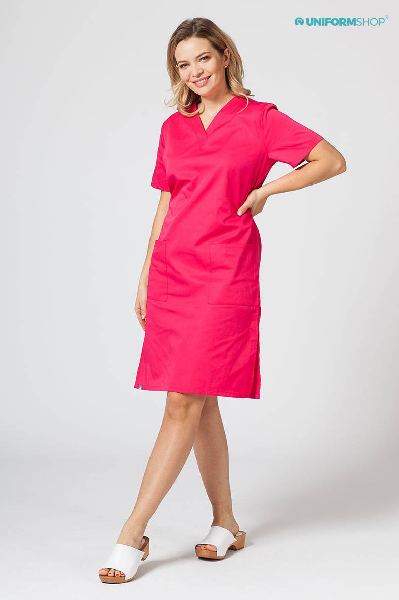 Sukienka medyczna damska prosta Sunrise Uniforms malinowa