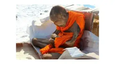 Zmumifikowane ciało mnicha, siedzącego w pozycji lotosu