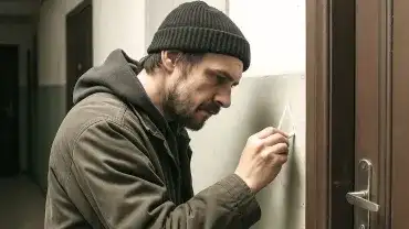 Złodziejskie znaki przy drzwiach wejściowych