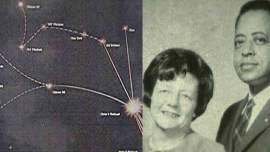 Betty i Barney Hill oraz fragment słynnej mapy gwiazd